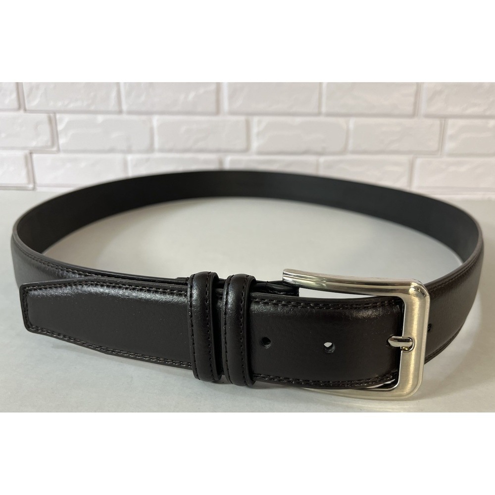 Unbranded Leather Belt Mens 48‎ Brown Dress Silver Buckle A886XL